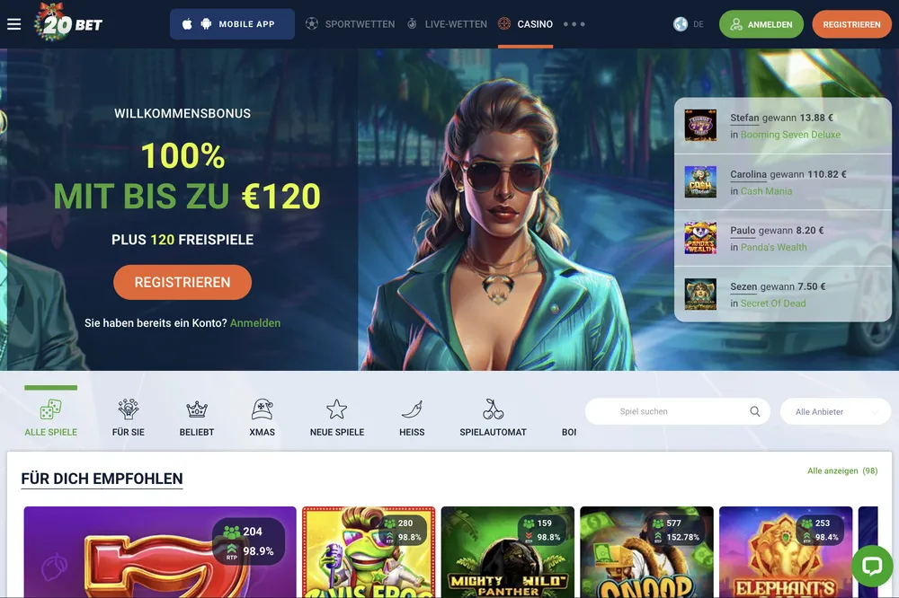 20BET Casino Bewertung