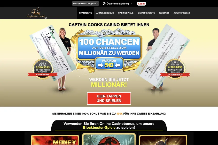 Bewertung von Captain Cooks Casino